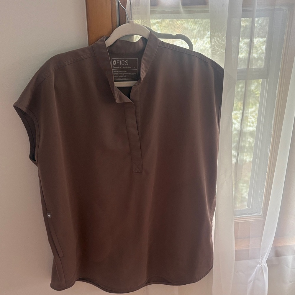 FIGS Smokey Taupe Rafaela top